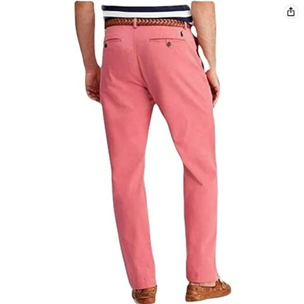 Polo Ralph‎ Lauren Mens Pink Stretch Straight Fit Chino Pants 34x34